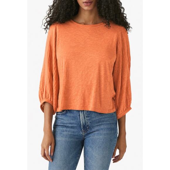 Michael Stars Tops - Michael Stars Iliana Fabric Mix Top Marmalade Orange Size M NWT